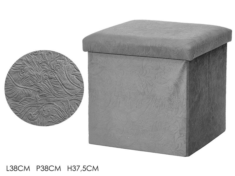POUF CONT. 38X38XH37.5CM DAMASC. GRIGIO