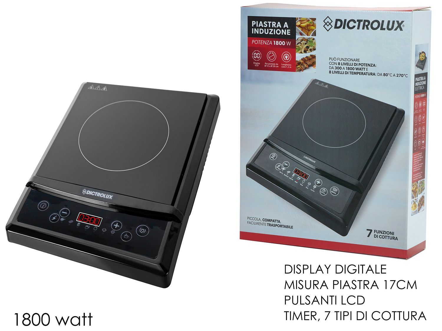 PIASTRA A INDUZIONE ELETTRICA 1P. 1800W