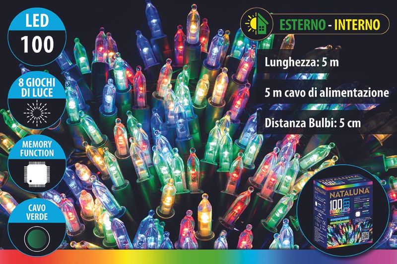 SERIE PISELLINO 100LED USO ESTER.8F.MULTI