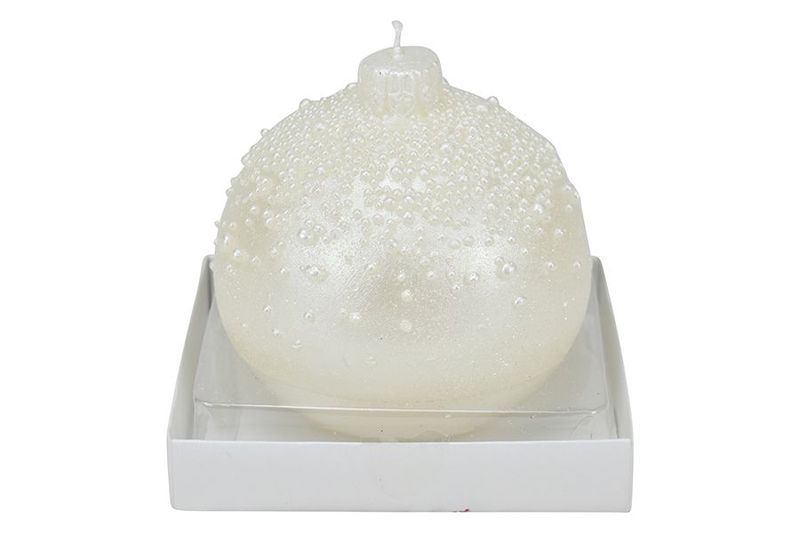 CANDELA DECORAZIONE PALLINE D.9CM M.019 BIANCO