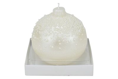 CANDELA DECORAZIONE PALLINE D.9CM M.019 BIANCO