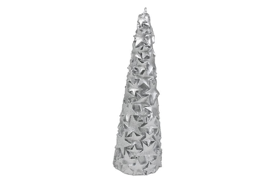 CANDELA CON. DECORAZIONE STELLE H.19,5CM M.005 ARGENT CANDELA CON. DECORAZIONE STELLE H.19,5CM M.005 ARGENT