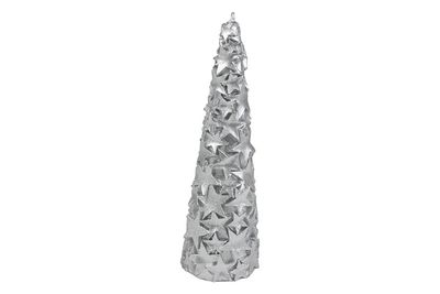 CANDELA CON. DECORAZIONE STELLE H.19,5CM M.005 ARGENT CANDELA CON. DECORAZIONE STELLE H.19,5CM M.005 ARGENT