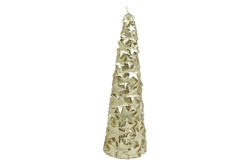 CANDELA CON DECORAZIONE STELLE H.19,5 CM M.005 ORO