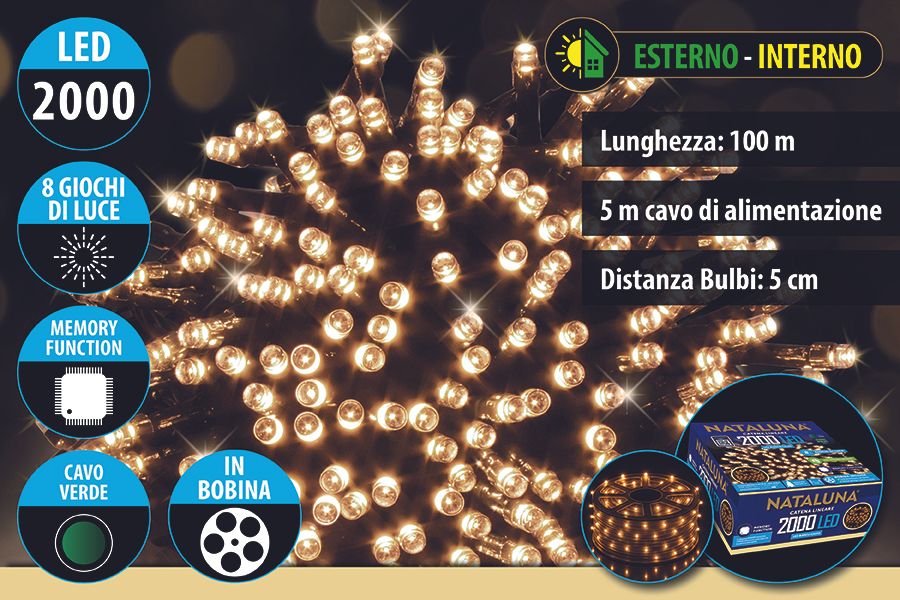 SERIE 2000 LED MEMORY USO ESTERNO INERNO 8 FUNZIONI BIANCO CALDO