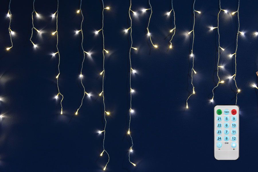 TENDA 480LED 6X1MT 8FUNZIONI TELECOMANDO LUCE CALDA