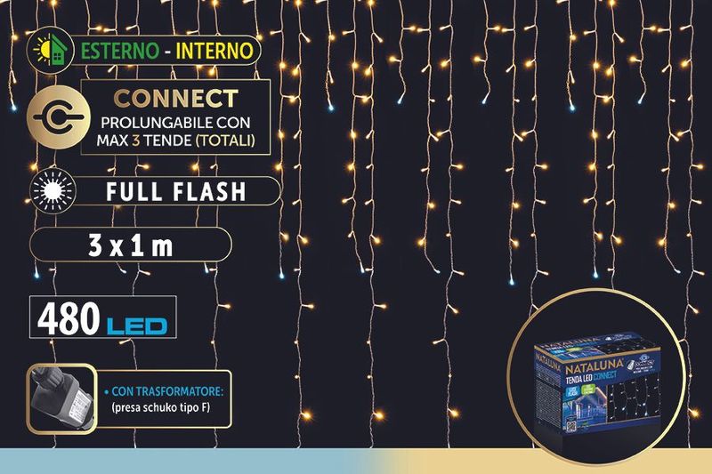 TENDA 480LED FULL FLASH ESTERNO 3X1HMT CONNETTIBILI
