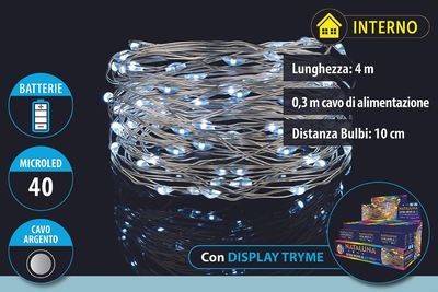 40 MICROLED A BATTERIE 4METRI USO INTERNO COL. BIANCO TRY ME 40 MICROLED A BATTERIE 4METRI USO INTERNO COL. BIANCO TRY ME