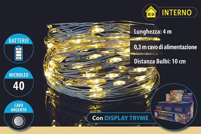 40 MICROLED A BATTERIE 4METRI USO INTERNO COL. BIANCO CALDO 40 MICROLED A BATTERIE 4METRI USO INTERNO COL. BIANCO CALDO