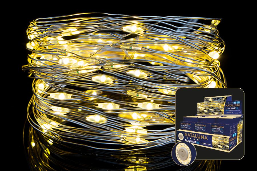 40 MICROLED A BATTERIE 4METRI USO INTERNO COL. BIANCO CALDO