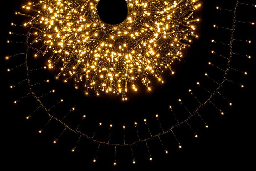 CLUSTER 1000 LED A GRAPPOLO 20MT 8FUNZIONI USO ESTERNO BIANCO CALDO CLUSTER 1000 LED A GRAPPOLO 20MT 8FUNZIONI USO ESTERNO BIANCO CALDO