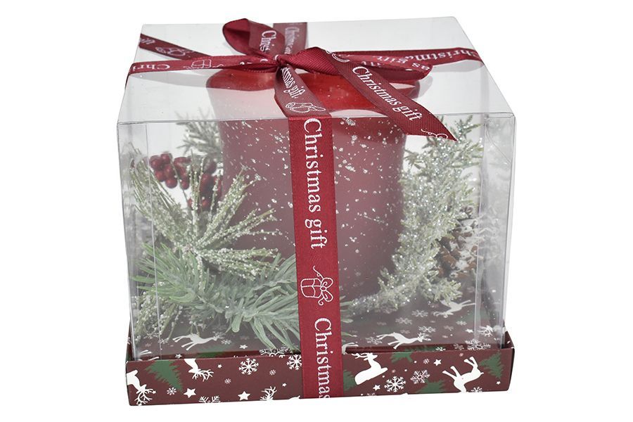 PORTACANDELA 15,3X15,3X12CM M.7035 ROSSO