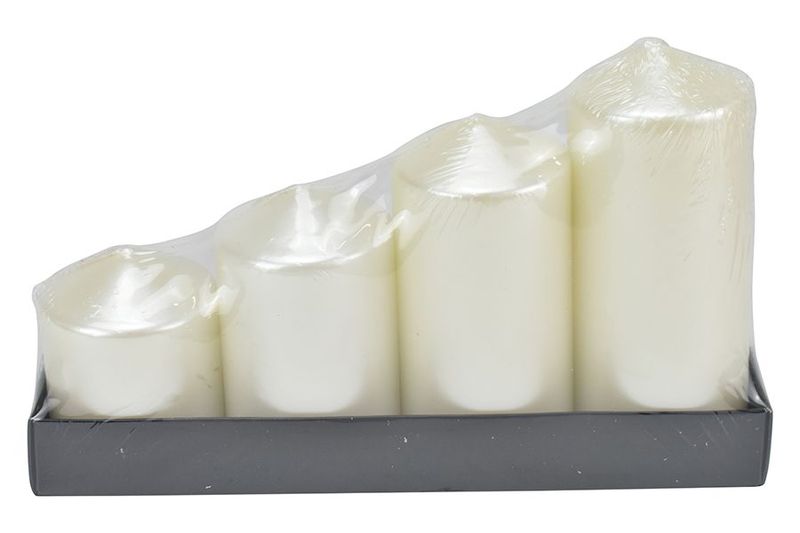 SET 4 PILLAR D.5X6/8/10/12CM BIANCO METAL