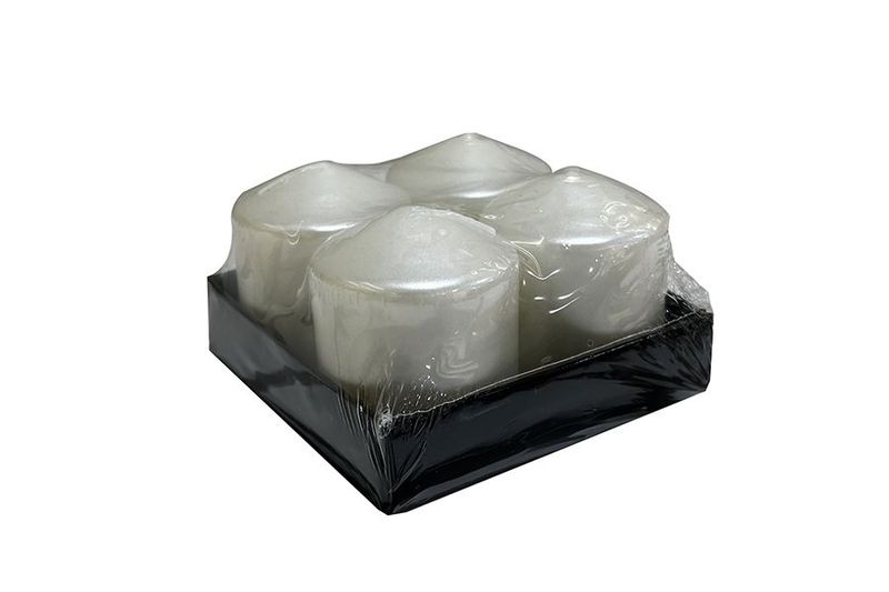 SET 4 CANDELE PILLAR DIA.3.9X5CM BIANCO METAL