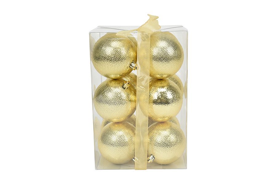 BOX 12 SFERE 8CM M.F CERCHI ORO