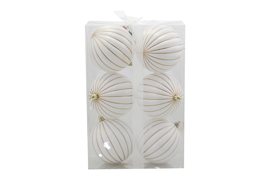 BOX 6 SFERE SPICCHI 10CM BIANCO