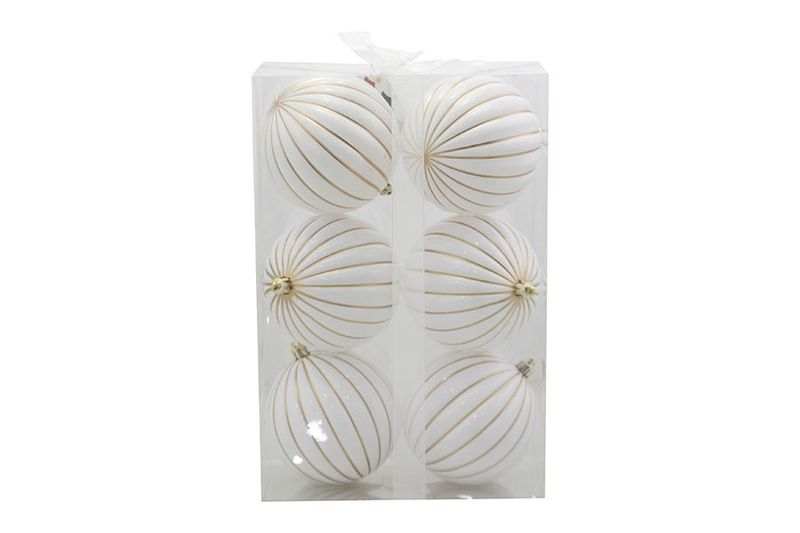 BOX 6 SFERE SPICCHI 10CM BIANCO