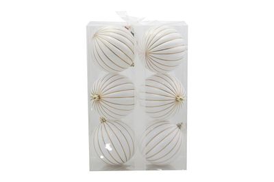 BOX 6 SFERE SPICCHI 10CM BIANCO