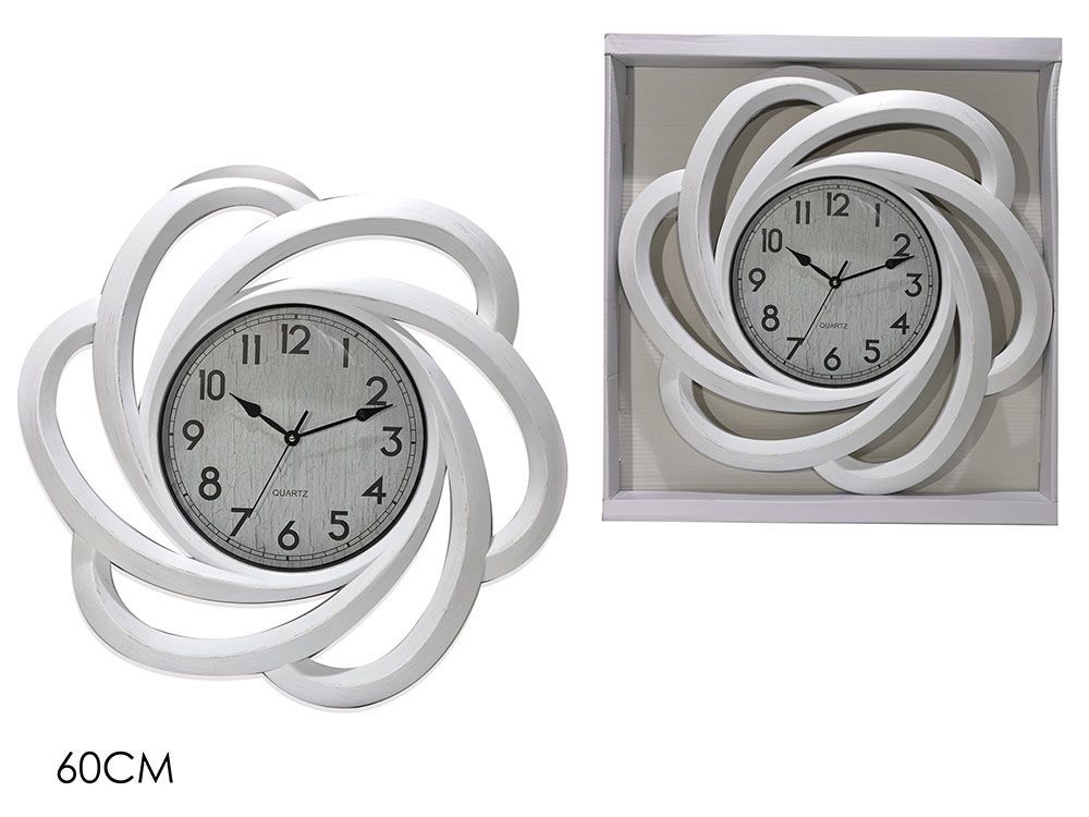 OROLOGIO A MURO 60 CM BIANCO ANTICHIZZATO