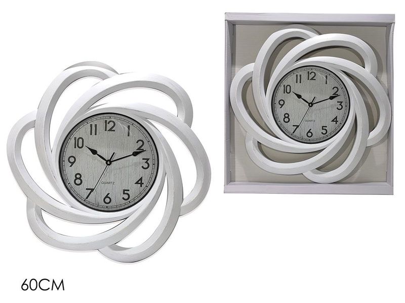 OROLOGIO A MURO 60 CM BIANCO ANTICHIZZATO