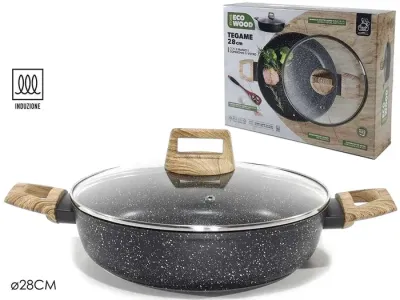 WOOD TEGAME STONE  DIAM. 28CM CON GRIGLIA PER INDUZIONE