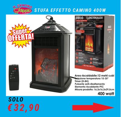 STUFA EFFETTO CAMINO 400W CON TELECOMANDO "DECO'"