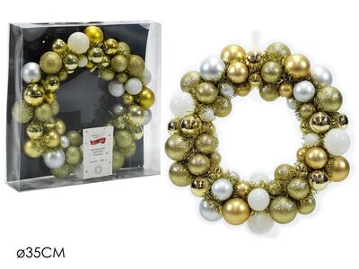 GHIRLANDA 35CM CON PALLE MULTICOLOR ORO