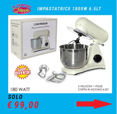 IMPASTATRICE 1800W 6.5LT CREMA IMPASTATRICE 1800W 6.5LT CREMA