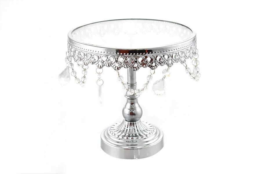 ALZATINA CON VETRO 23X23X23,5CM ARGENTO