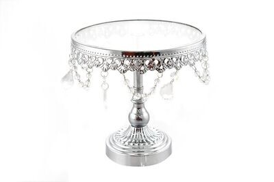 ALZATINA CON VETRO 23X23X23,5CM ARGENTO