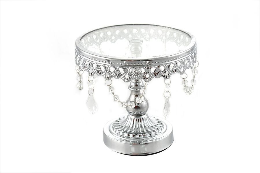ALZATINA CON VETRO 19X19X17,5CM ARGENTO