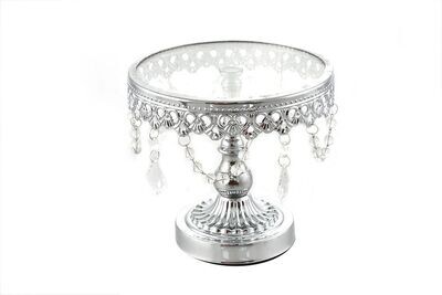 ALZATINA CON VETRO 19X19X17,5CM ARGENTO