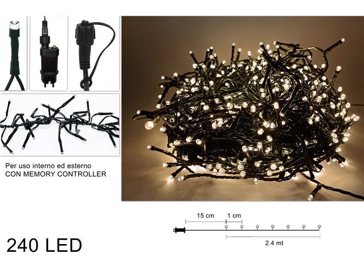 MINILUCCIOLE RAMIFICATE PROLUNGABILI 240 LED - 2.4 MT