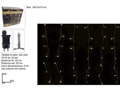 TENDA LUMINOSA FLASH 225 LED - BIANCO CALDO (3X3 MT) TENDA LUMINOSA FLASH 225 LED - BIANCO CALDO (3X3 MT)
