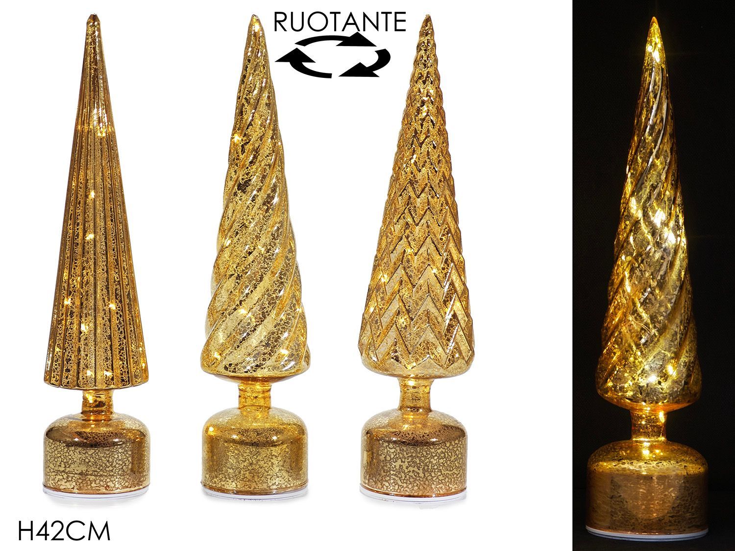 ALBERO H42CM B/O LU/MOV ORO 3ASS