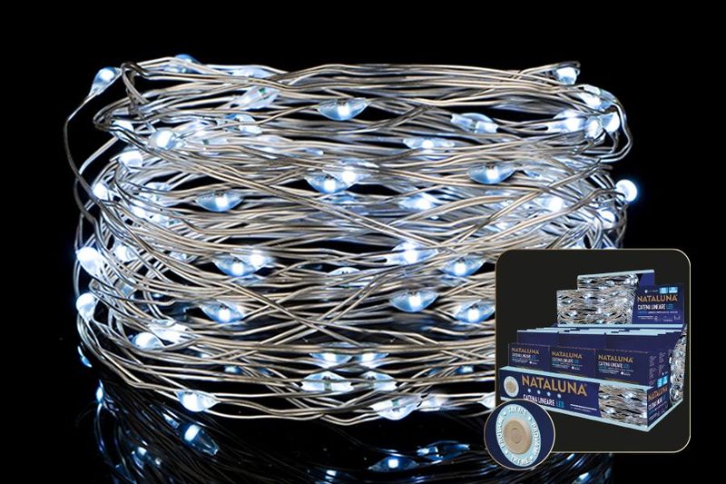 20 MICROLED a BATTERIE 2METRI USO INTERNO COL. BIANCO
