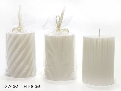 CANDELA CILINDRO �7XH10CM BIANCO P.3ASS