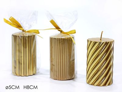 CANDELA CILINDRO  d.5XH8CM ORO 3ASS