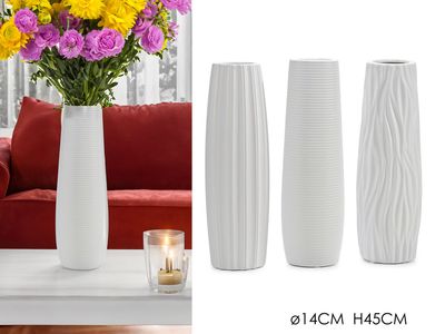 VASO �14XH45CM BIANCO 3ASS
