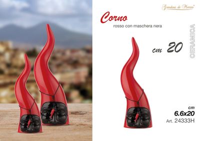 CORNO MEDIO ROSSO MASCHERA NERA 20 CM