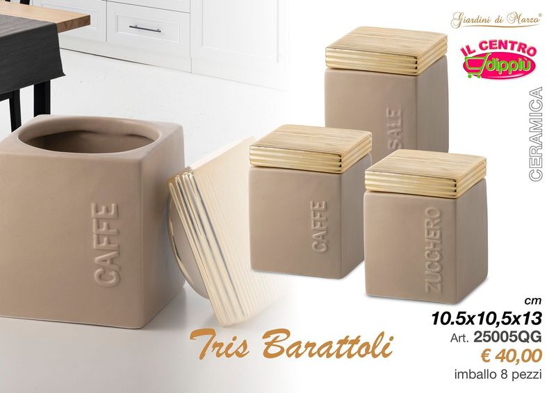 TRIS BARATTOLI QUADRATI ORO