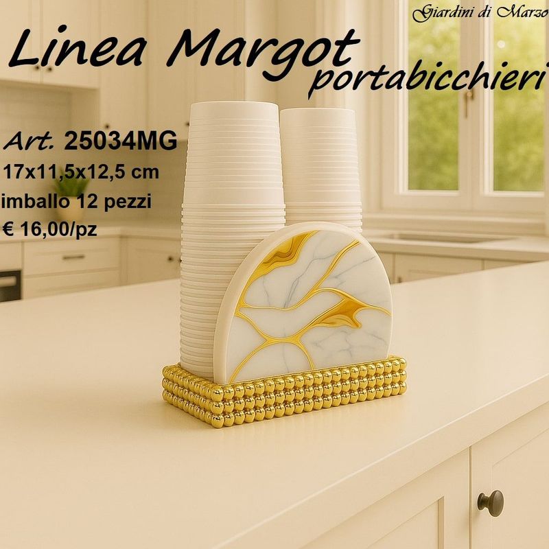 PORTABICCHIERI EFFETTO MARMO GOLD