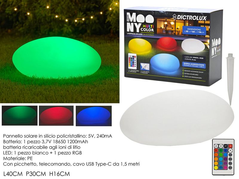 LAMPADA PIETRA SOLARE 40X30X16CM C/TEL.
