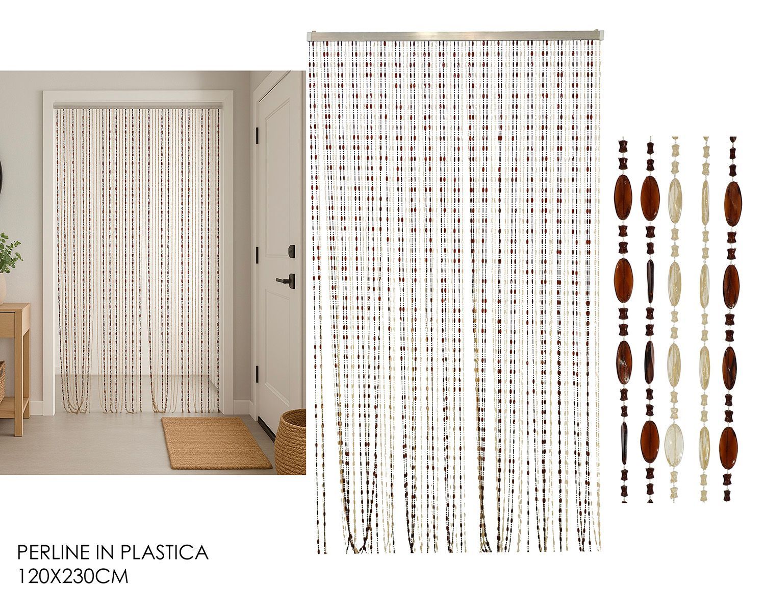 TENDA PERLINE 120X230CM AVANA/MARRONE