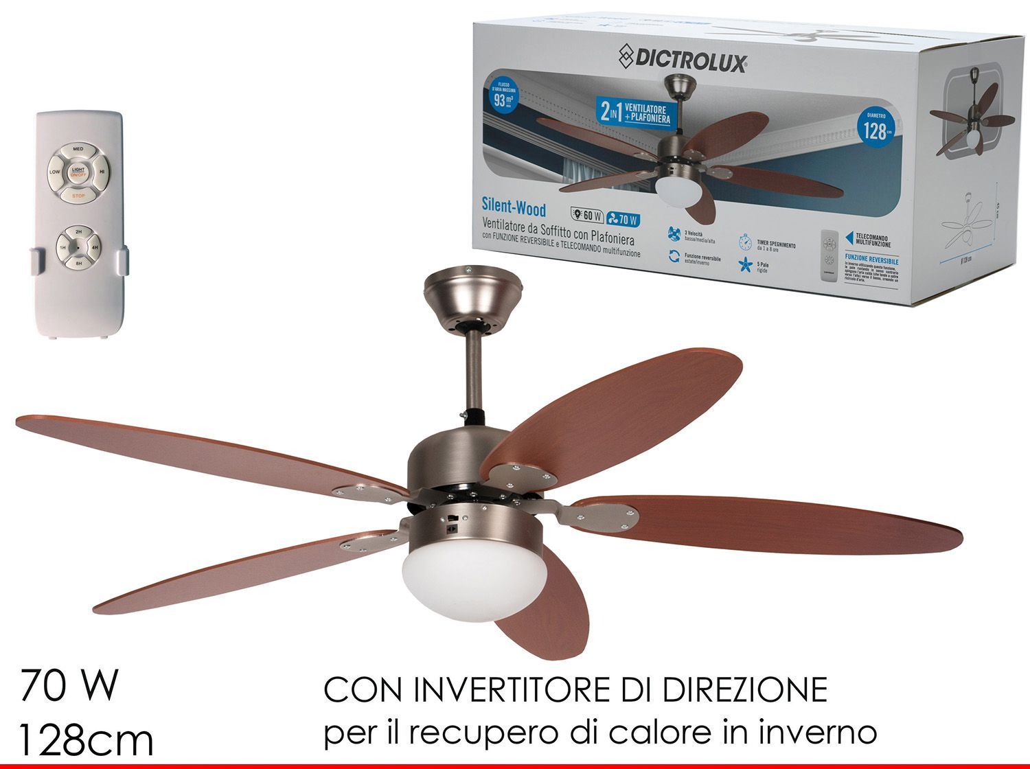 VENTILATORE SILENT WOOD 5PALE 128CM
