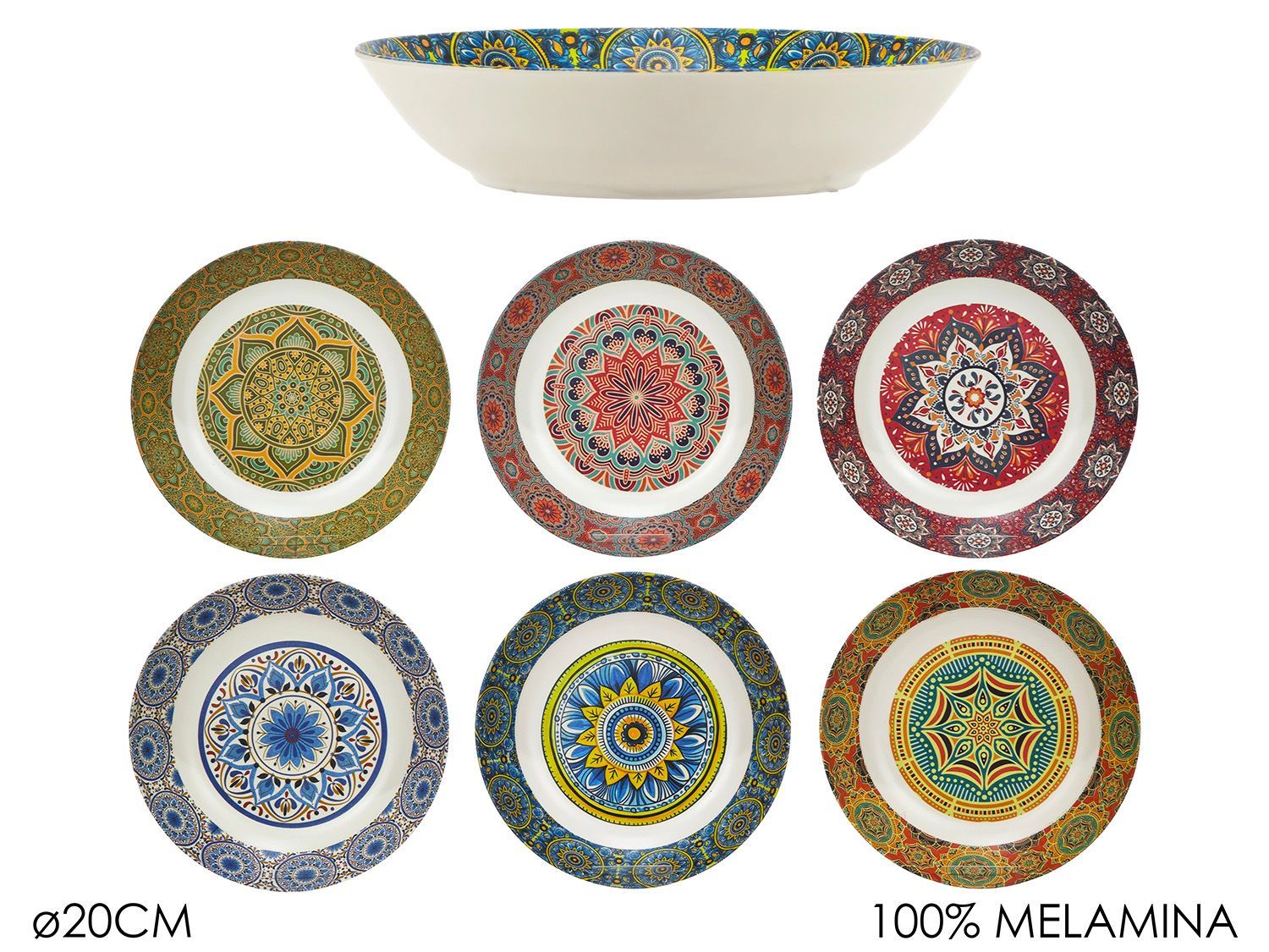 PIATTO FONDO DEC. MANDALA �20CM 6ASS