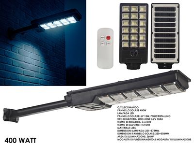 FARO LED SOLARE 400W C/TELECOMANDO