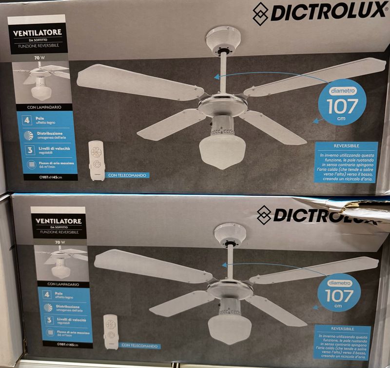 VENTILATORE BIANCO 4 PALE 107CM 70W 3VEL. C/TE