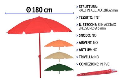 OMBRELLONE 180 TNT 28/32 8RIB TU 4ASS