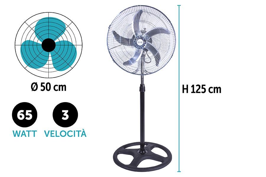 VENTILATORE PIANTANA ACCIAIO 65W